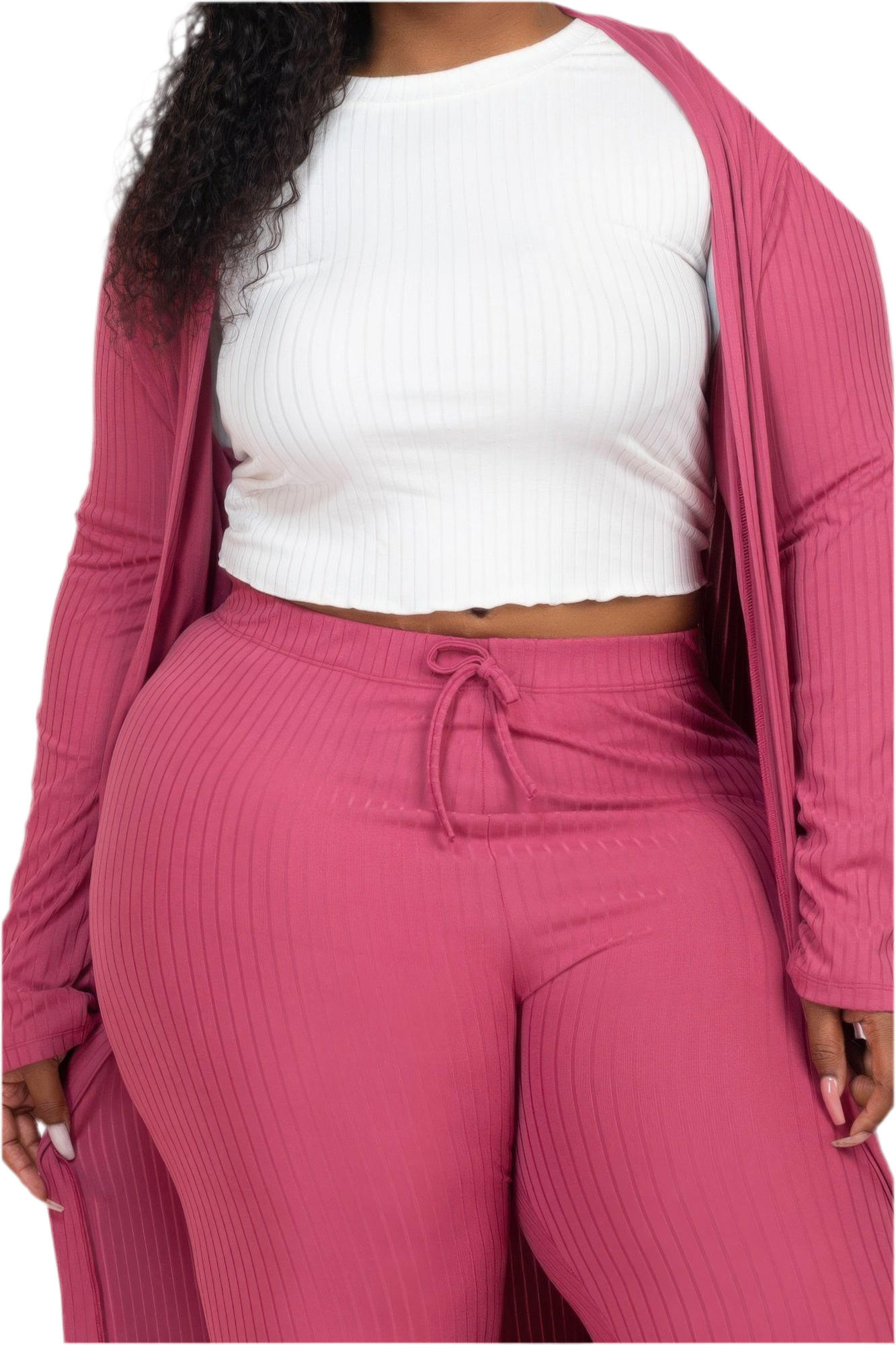 Ribbed Long Cardigan & Leggings Set