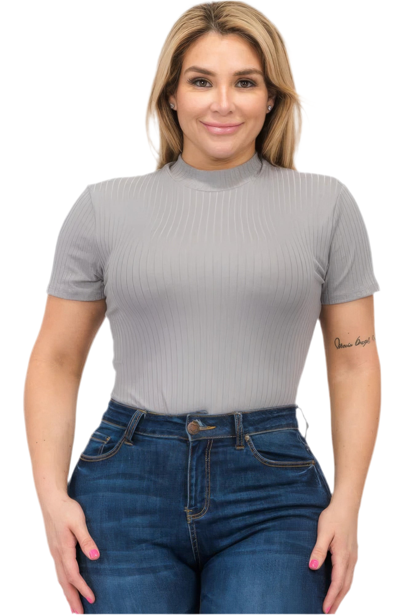 Ribbed Short Sleeve Bodysuit