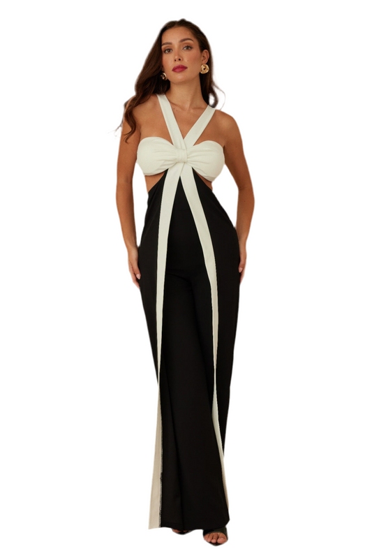 X Ribbon Open Jumpsuit