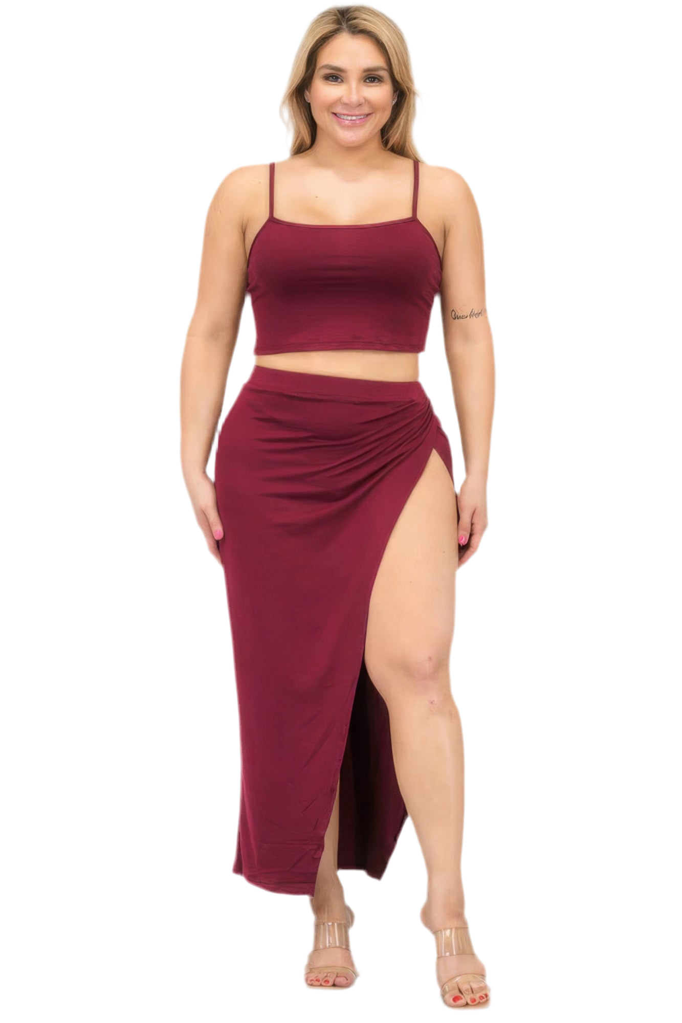 Crop Cami & Split Thigh Maxi Skirt Set