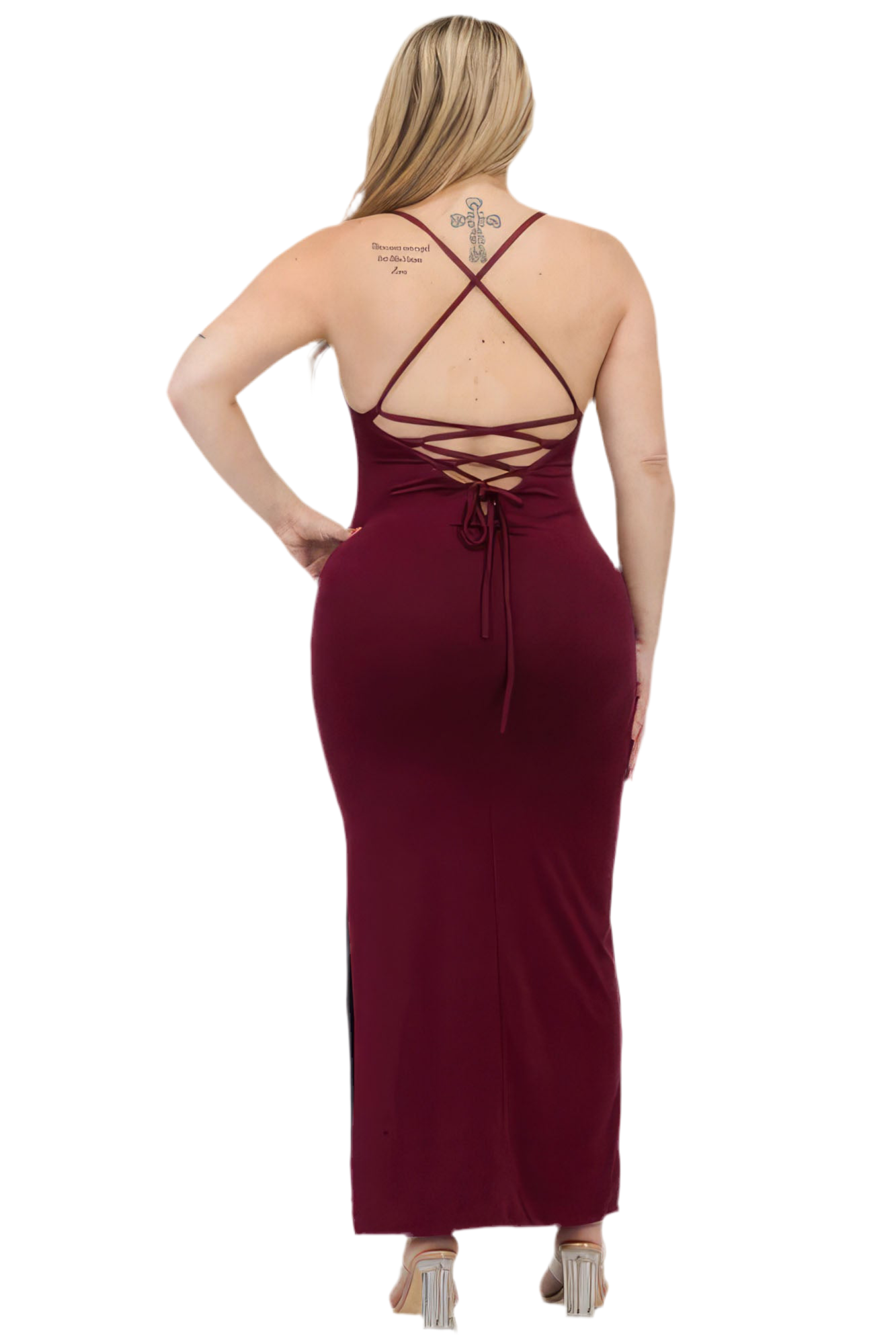 Crisscross Back Split Thigh Maxi Dress