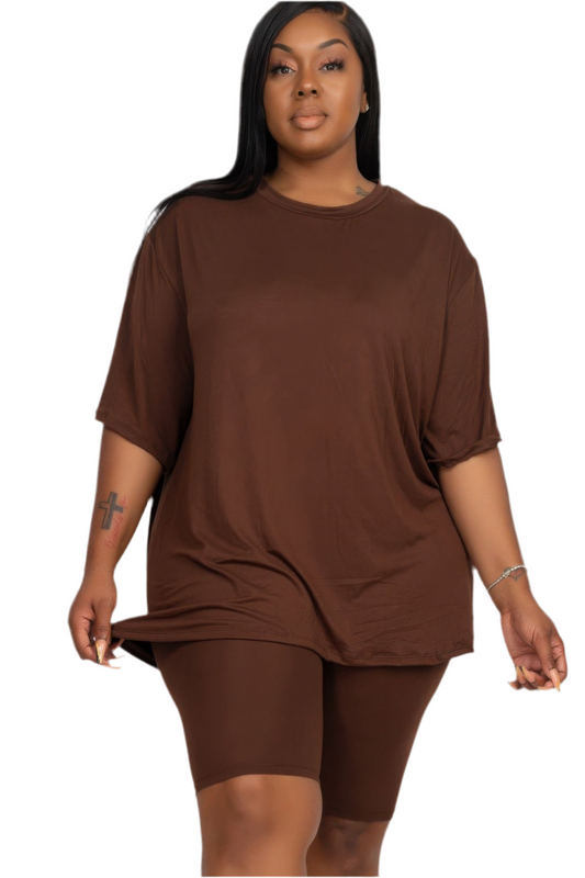 Loose Fit Top & Biker Shorts Set