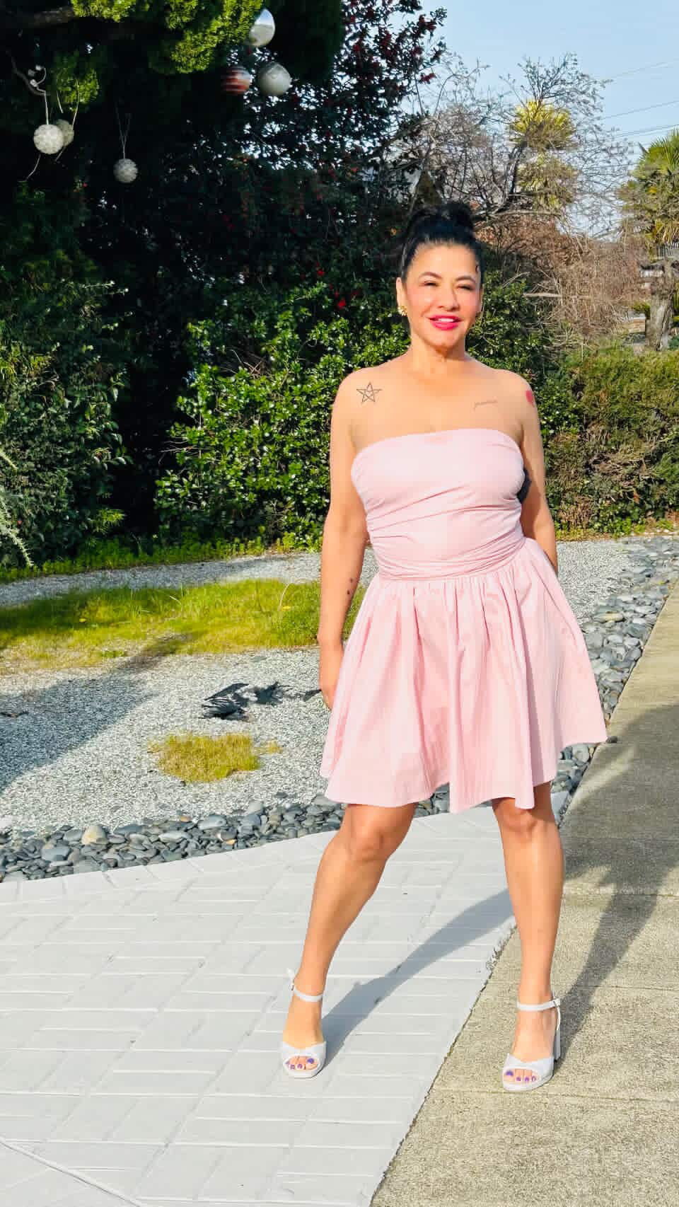 Solid Off Shoulder Tube Elastic Waist Dress