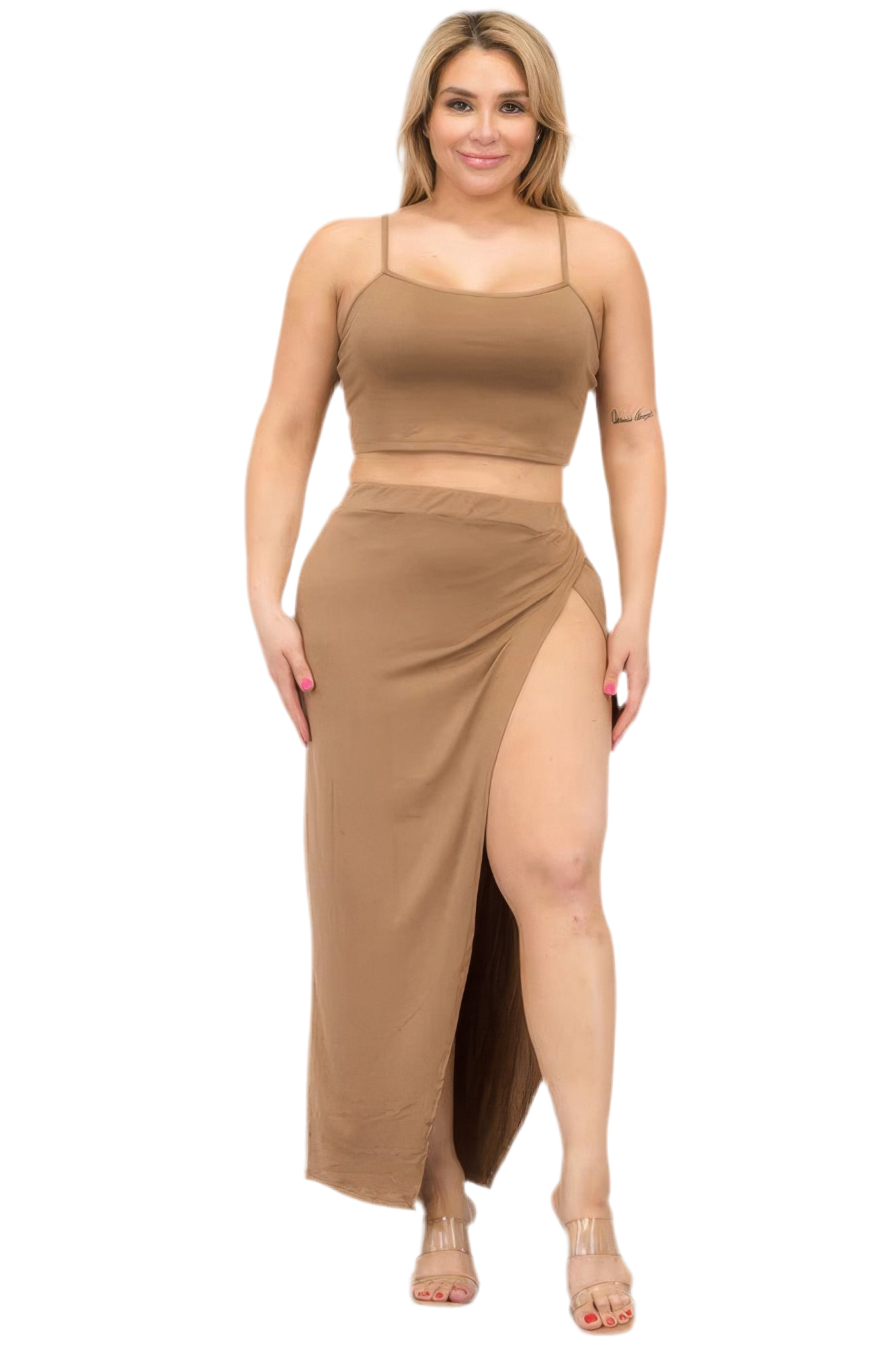 Crop Cami & Split Thigh Maxi Skirt Set