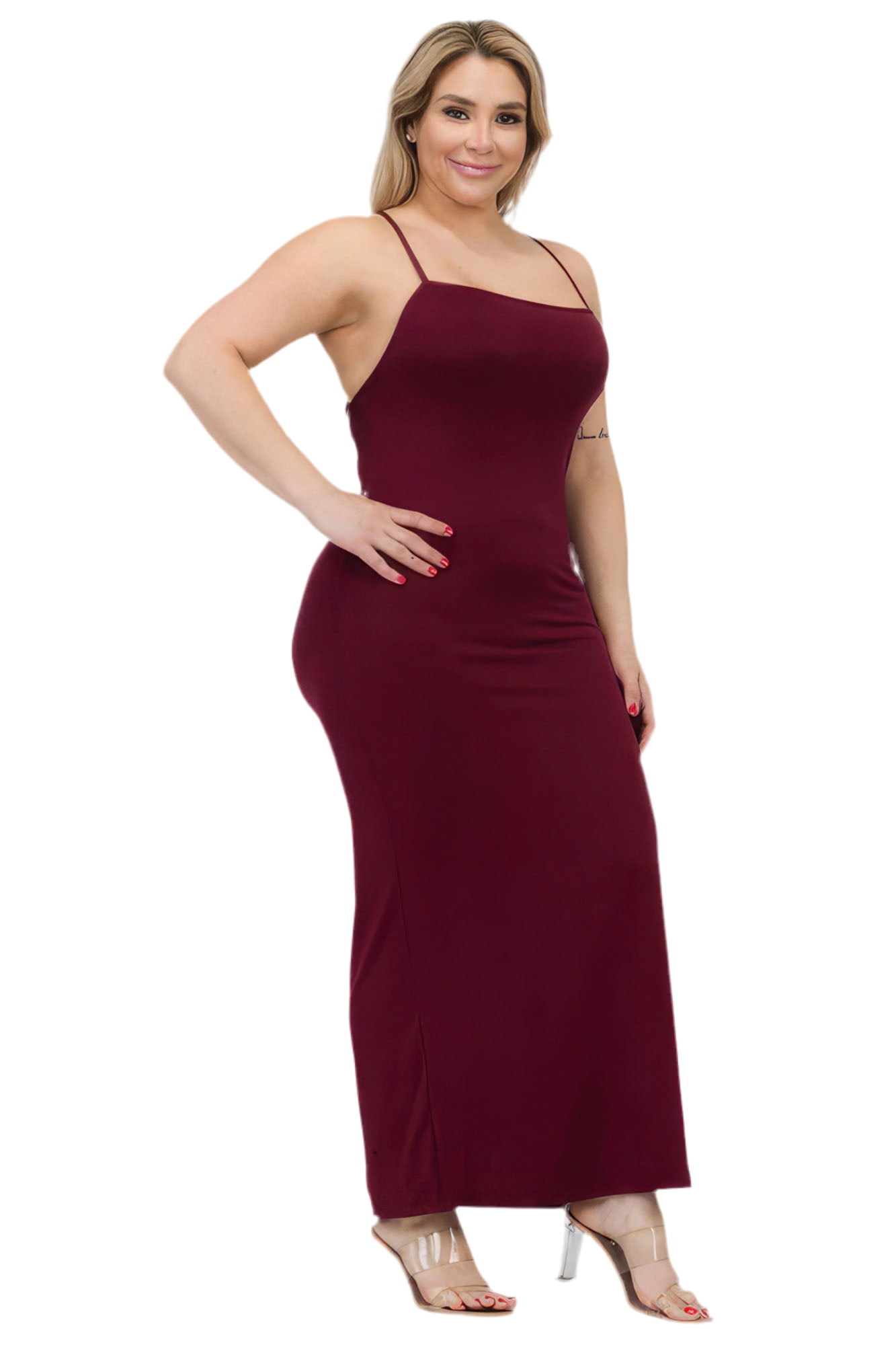 Crisscross Back Split Thigh Maxi Dress