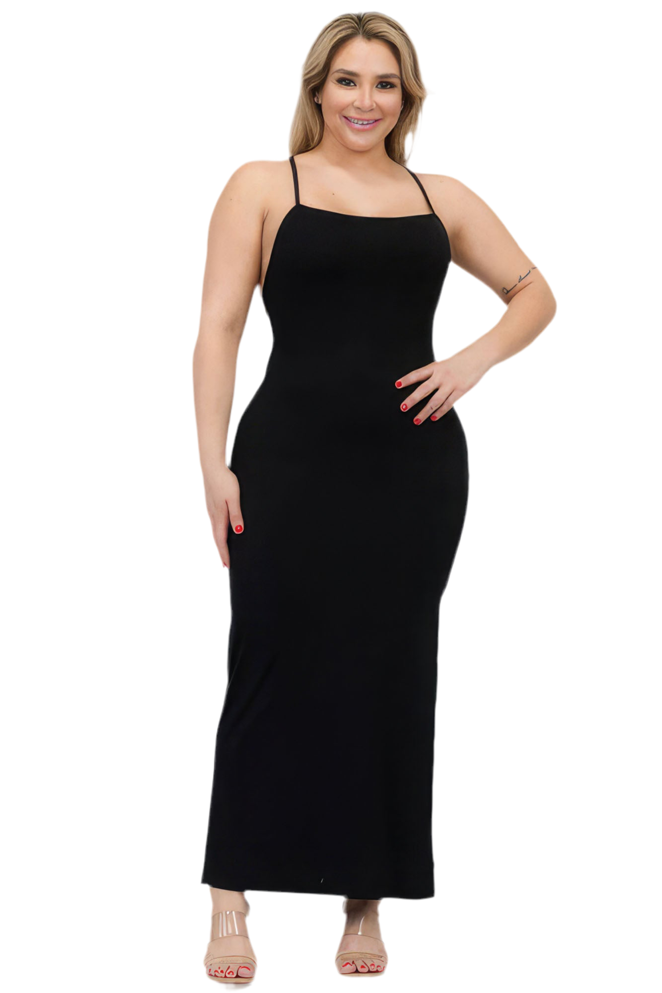 Crisscross Back Split Thigh Maxi Dress