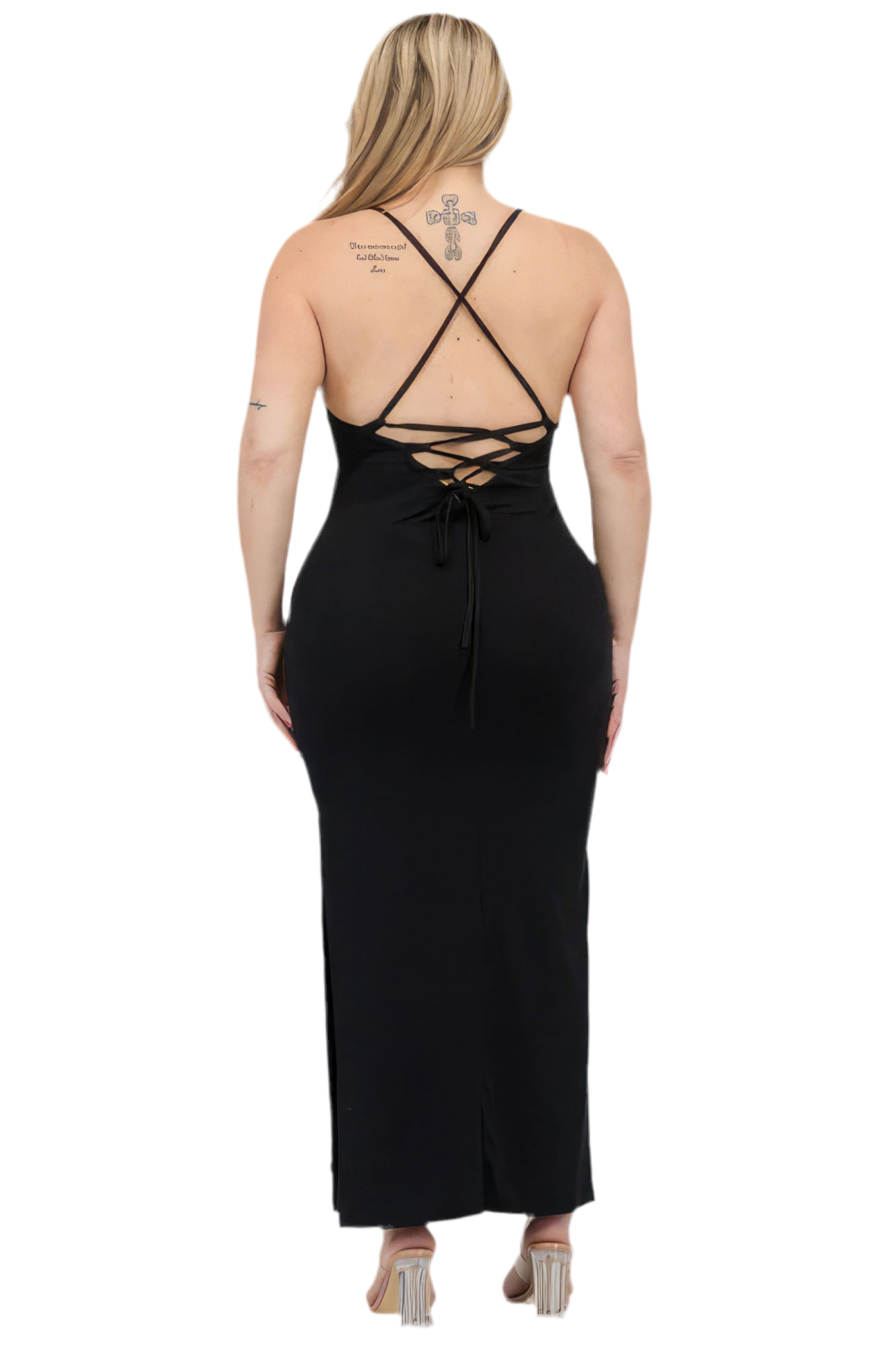 Crisscross Back Split Thigh Maxi Dress