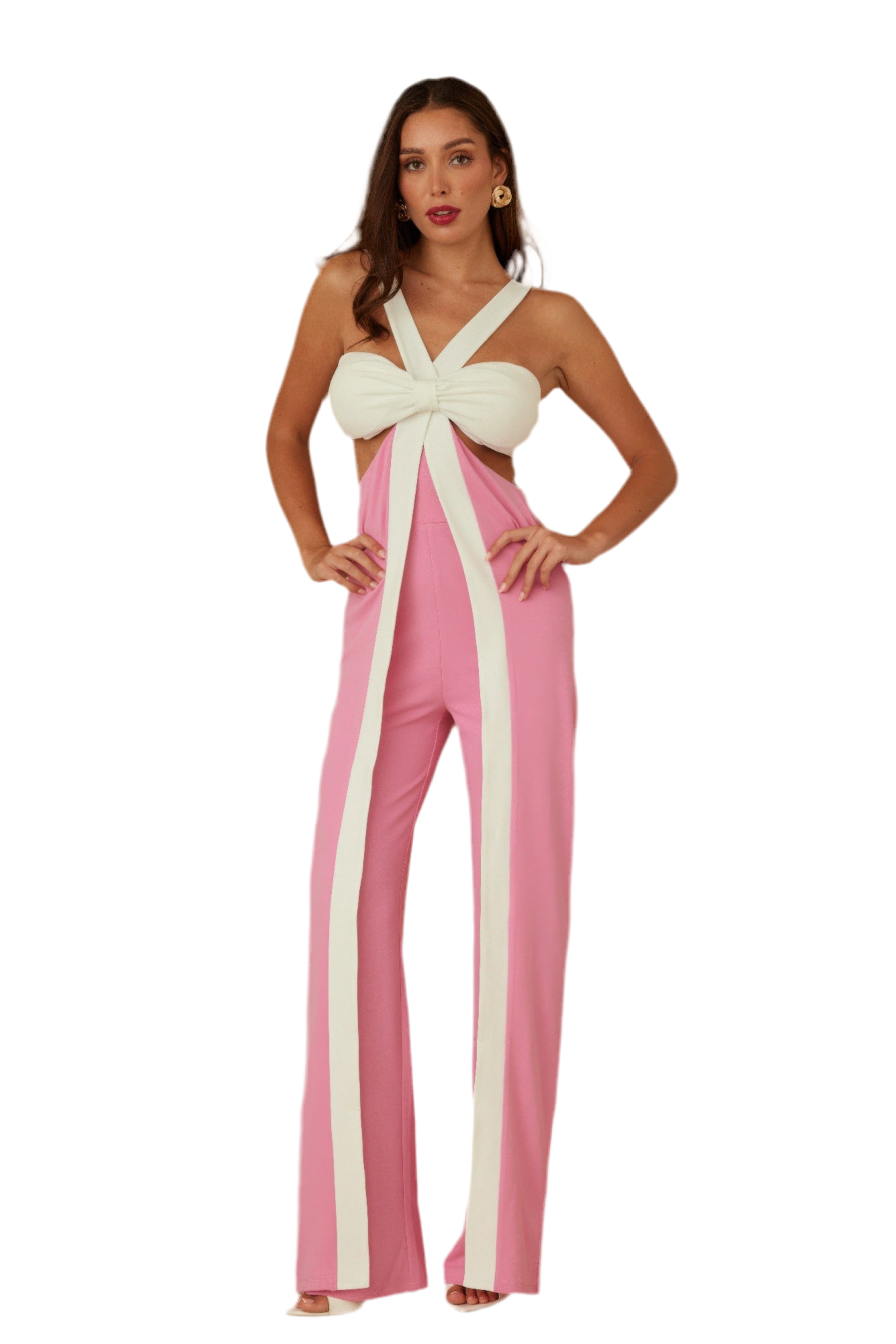 X Ribbon Open Jumpsuit