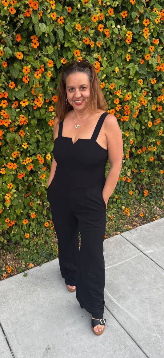 Notched Neck Cami Jumpsuit