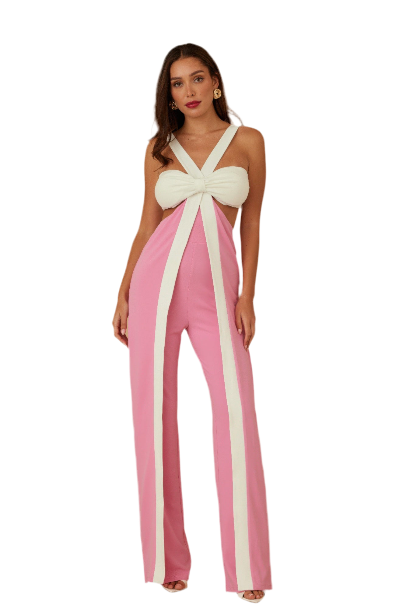 X Ribbon Open Jumpsuit