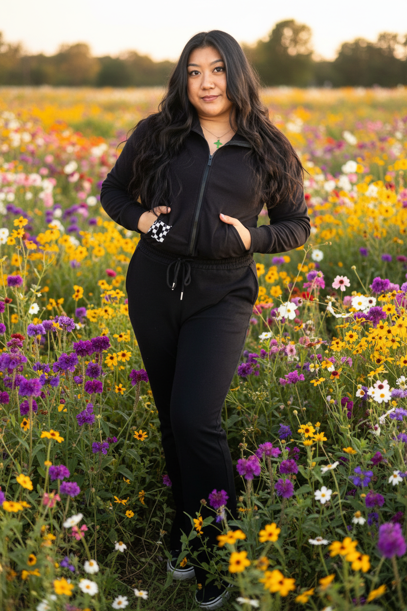 Thermal Crop Jacket With Flare Pants Set