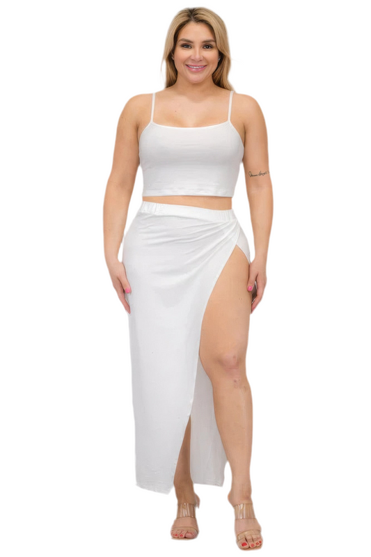 Crop Cami & Split Thigh Maxi Skirt Set