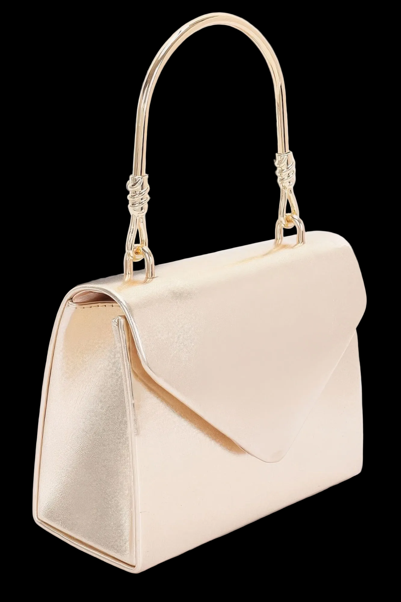 Metallic Metal Handle Crossbody Bag