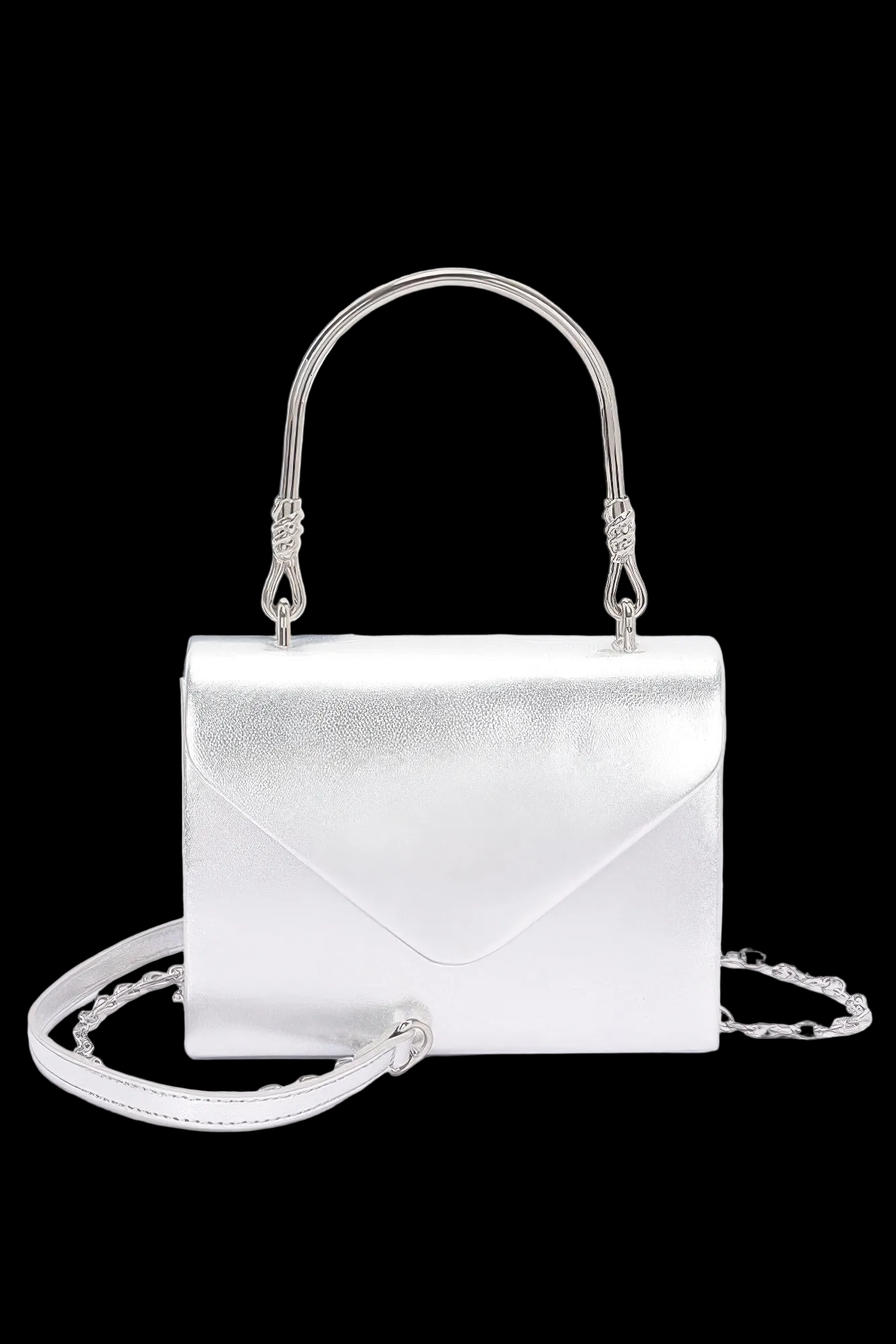 Metallic Metal Handle Crossbody Bag